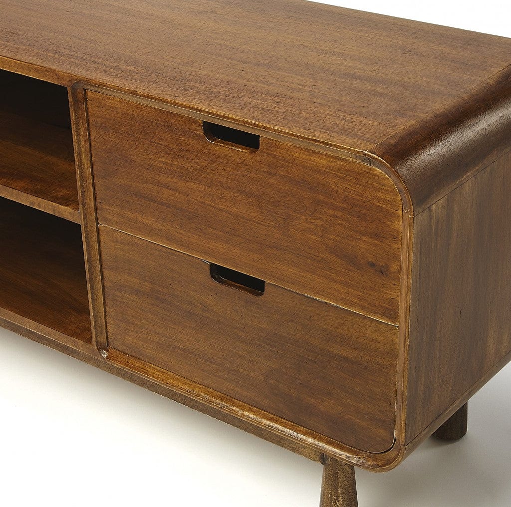50" Brown Mid Century Modern Wood TV Stand - Homeroots - Flyclothing LLC
