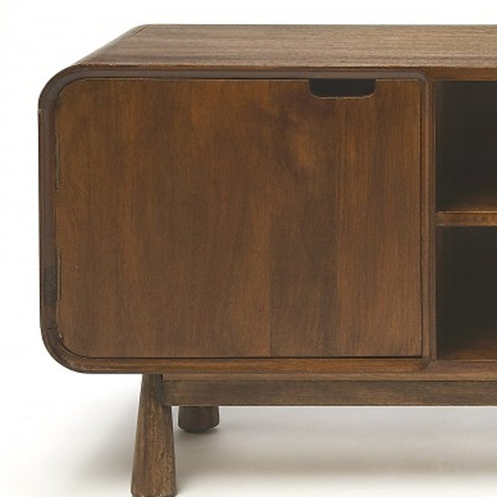 50" Brown Mid Century Modern Wood TV Stand - Homeroots - Flyclothing LLC
