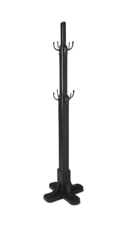 Black Solid Hardwood Coat Tree Rack - Homeroots