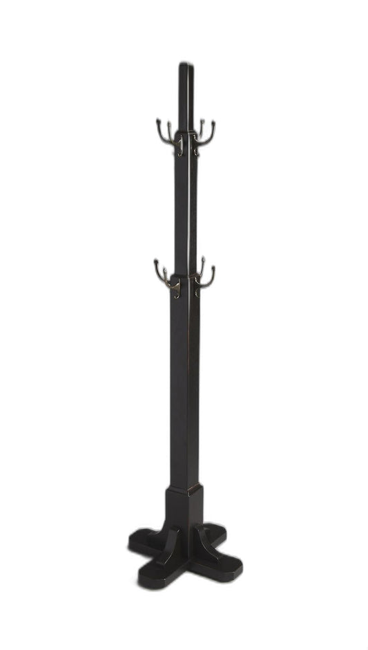 Black Solid Hardwood Coat Tree Rack - Homeroots