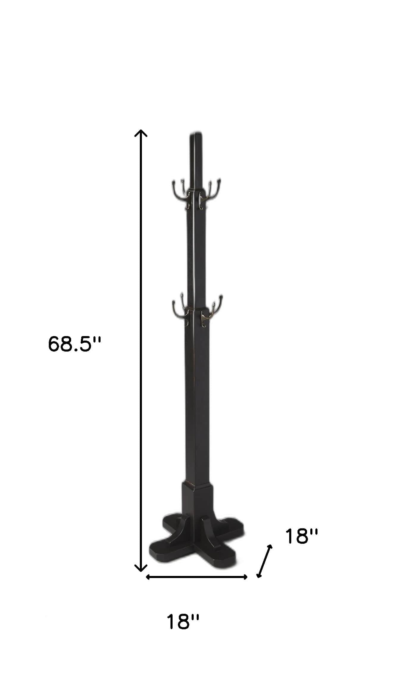 Black Solid Hardwood Coat Tree Rack - Homeroots