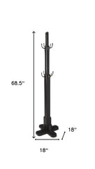 Black Solid Hardwood Coat Tree Rack - Homeroots