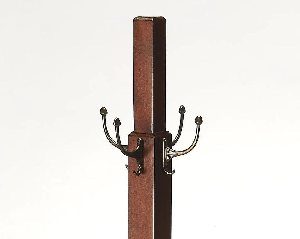 Webster Antique Cherry Coat Rack Tree - Homeroots