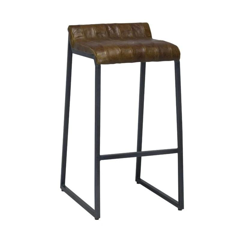 28" Black Upholstered And Iron Low Back Bar Height Bar Chair - Homeroots - Flyclothing LLC