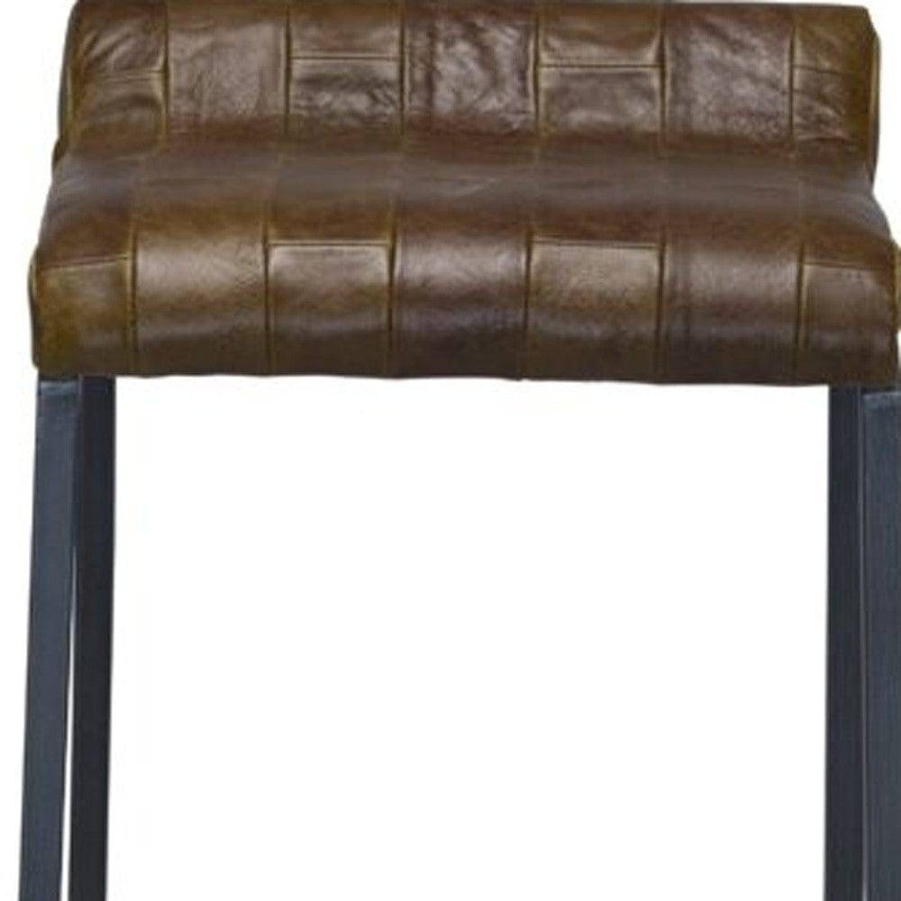 28" Black Upholstered And Iron Low Back Bar Height Bar Chair - Homeroots - Flyclothing LLC