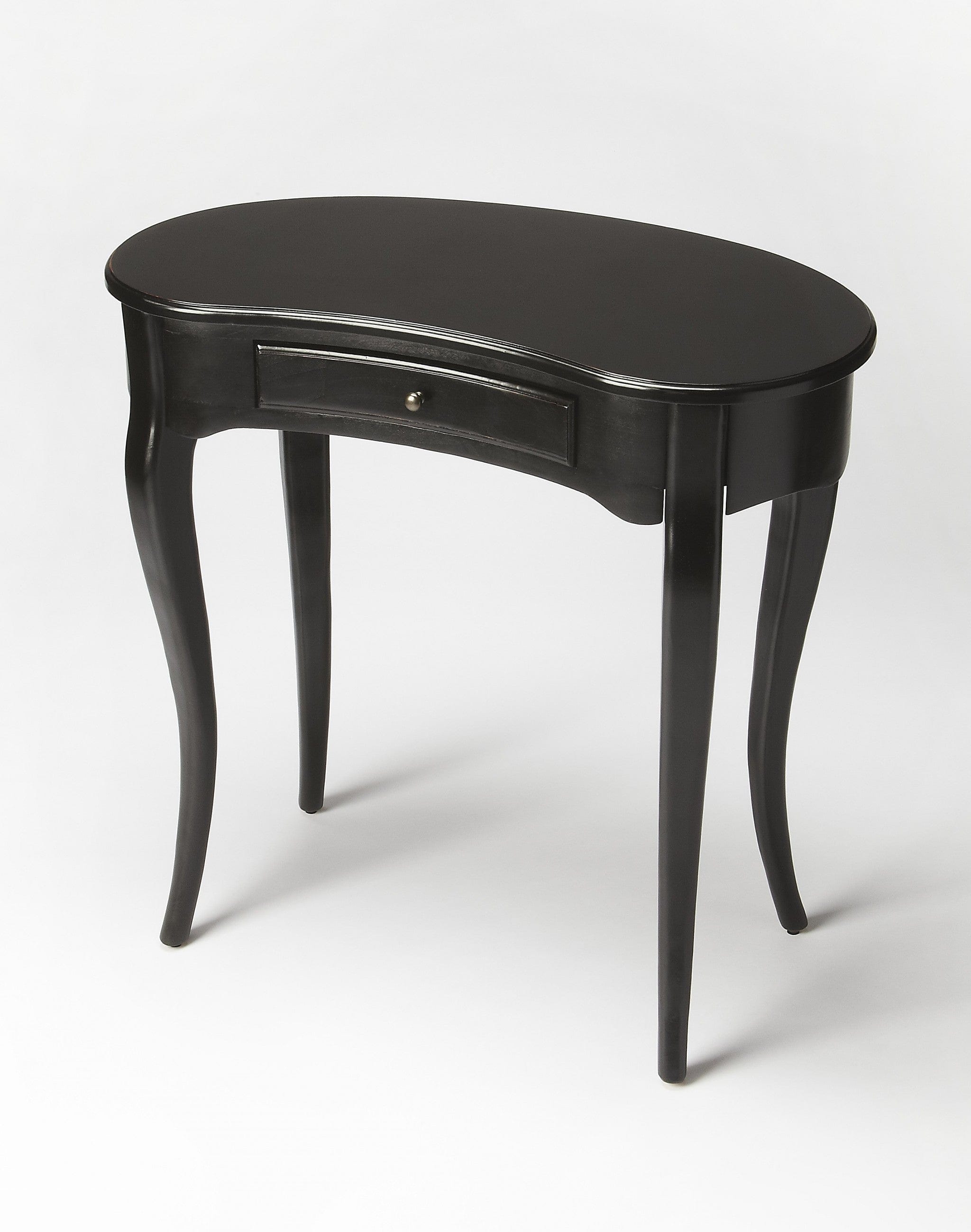 32" Black Solid Manufactured Wood Kidney Writing Desk - Homeroots