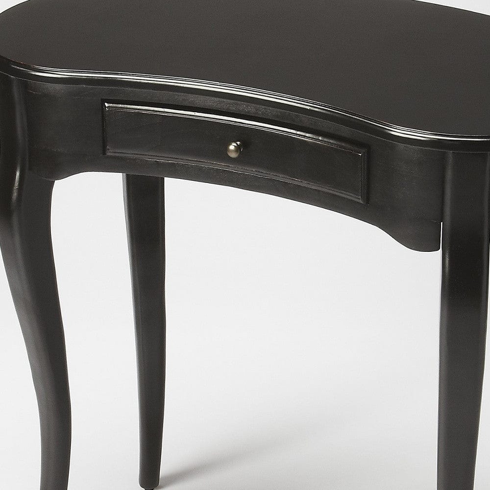 32" Black Solid Manufactured Wood Kidney Writing Desk - Homeroots