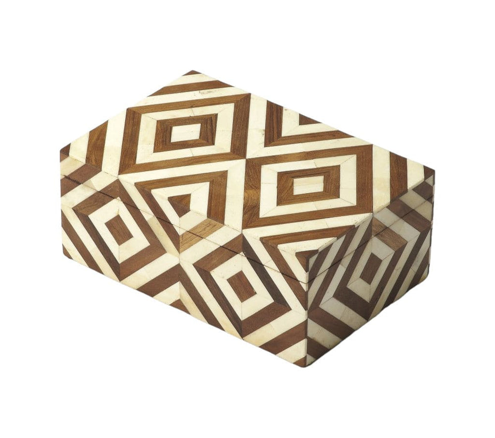 Wood And Bone Inlay Storage Box - Homeroots