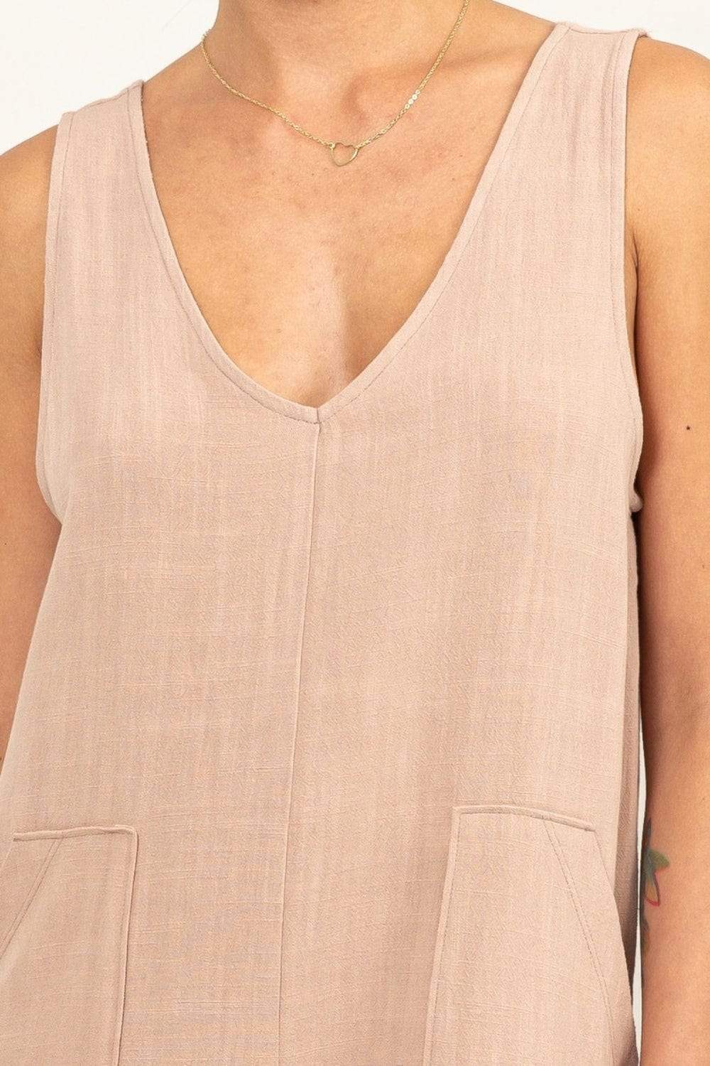 HYFVE V-Neck Sleeveless Romper with Pockets - Trendsi - Flyclothing LLC