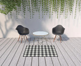 4' X 6' Black and Ivory Indoor Outdoor Area Rug - Homeroots