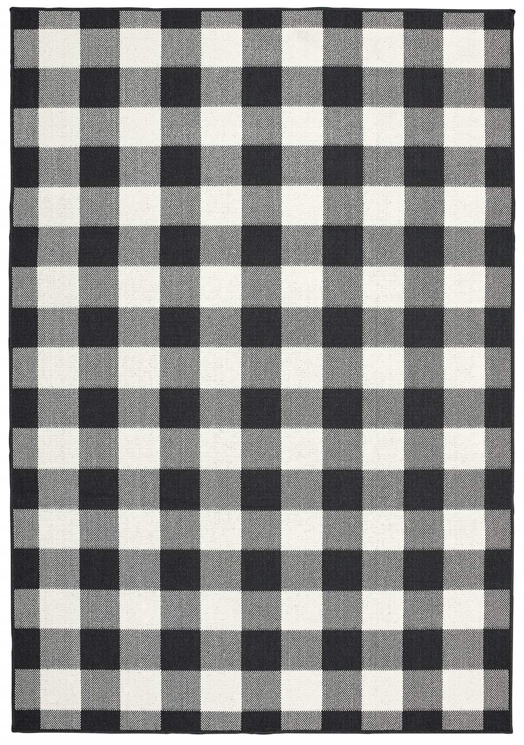 4' X 6' Black and Ivory Indoor Outdoor Area Rug - Homeroots - Flyclothing LLC
