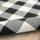 7' X 10' Black and Ivory Indoor Outdoor Area Rug - Homeroots - Flyclothing LLC