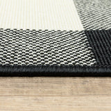 8' X 11' Black and Ivory Indoor Outdoor Area Rug - Homeroots