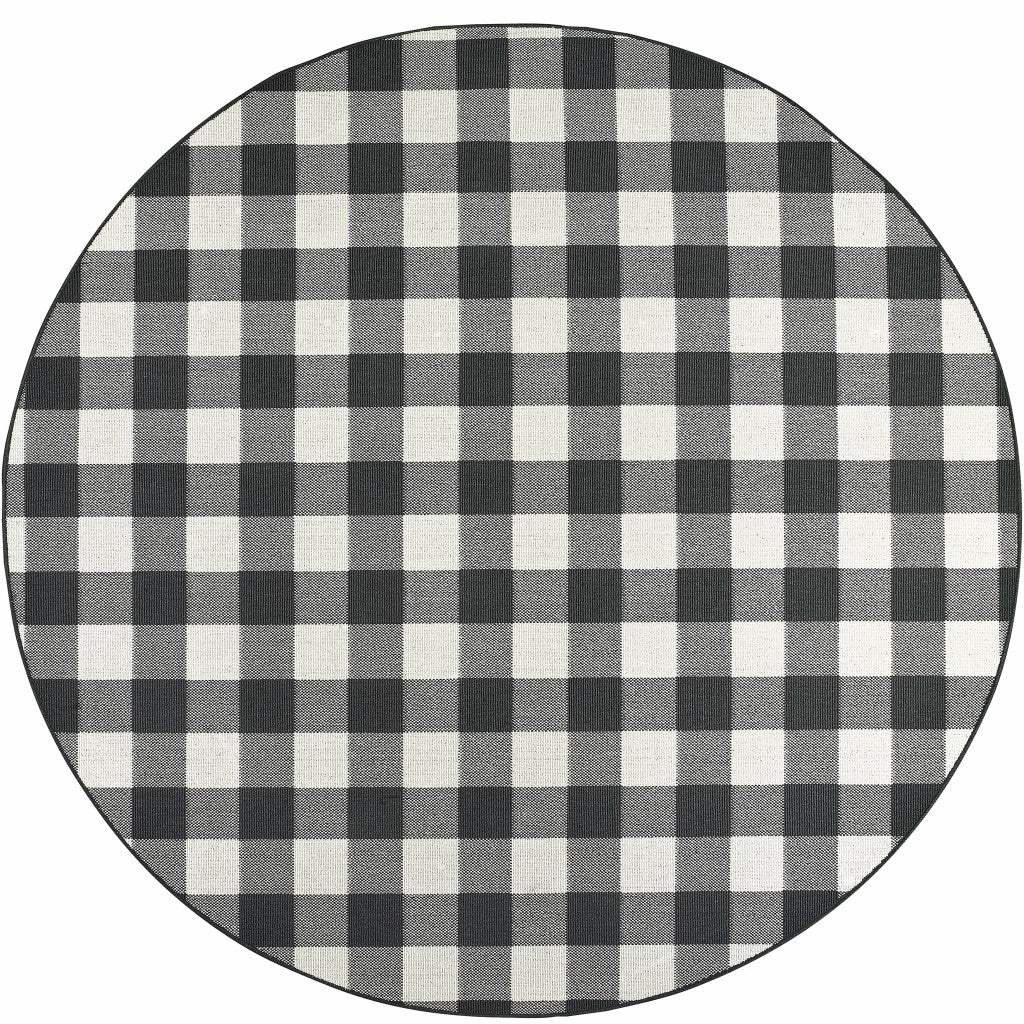 8' X 8' Black and Ivory Indoor Outdoor Area Rug - Homeroots - Flyclothing LLC