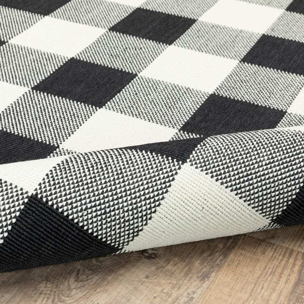 8' X 8' Black and Ivory Indoor Outdoor Area Rug - Homeroots - Flyclothing LLC
