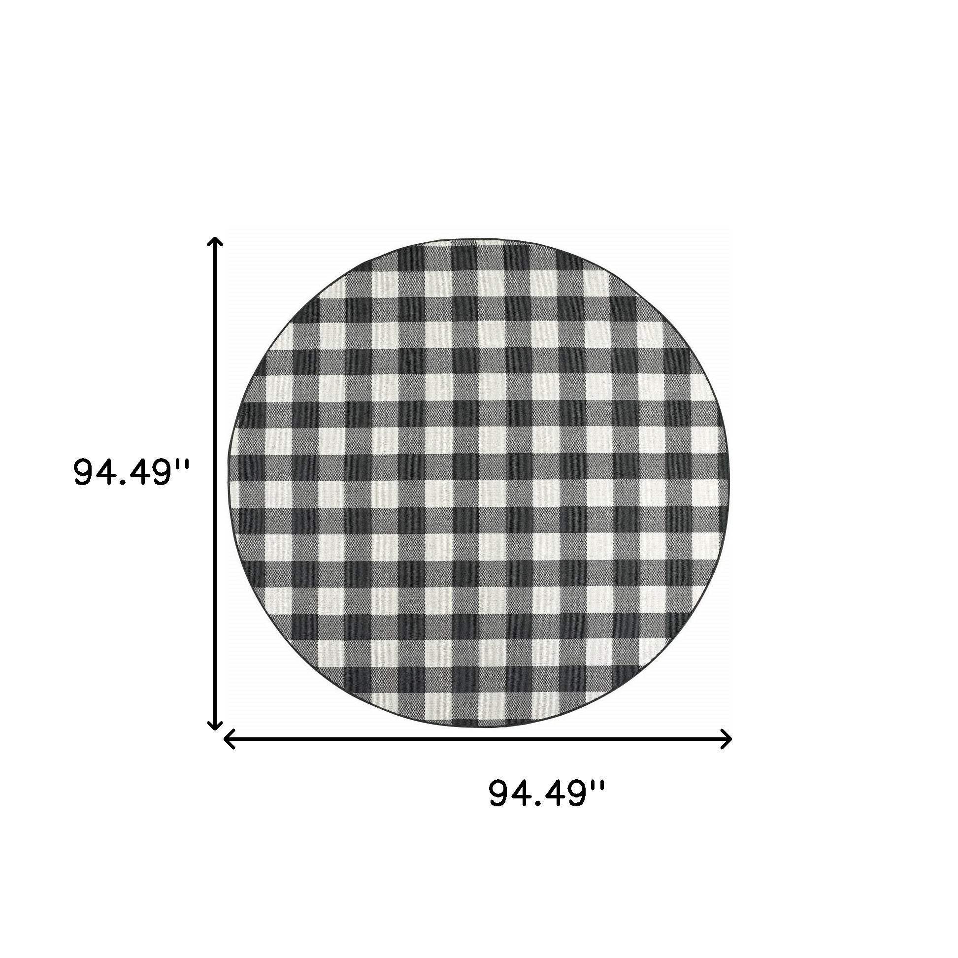 8' X 8' Black and Ivory Indoor Outdoor Area Rug - Homeroots - Flyclothing LLC