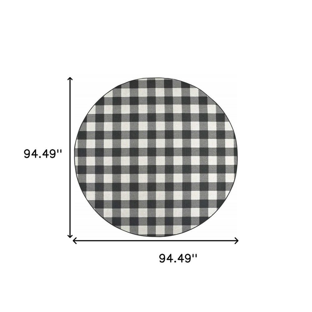 8' X 8' Black and Ivory Indoor Outdoor Area Rug - Homeroots - Flyclothing LLC