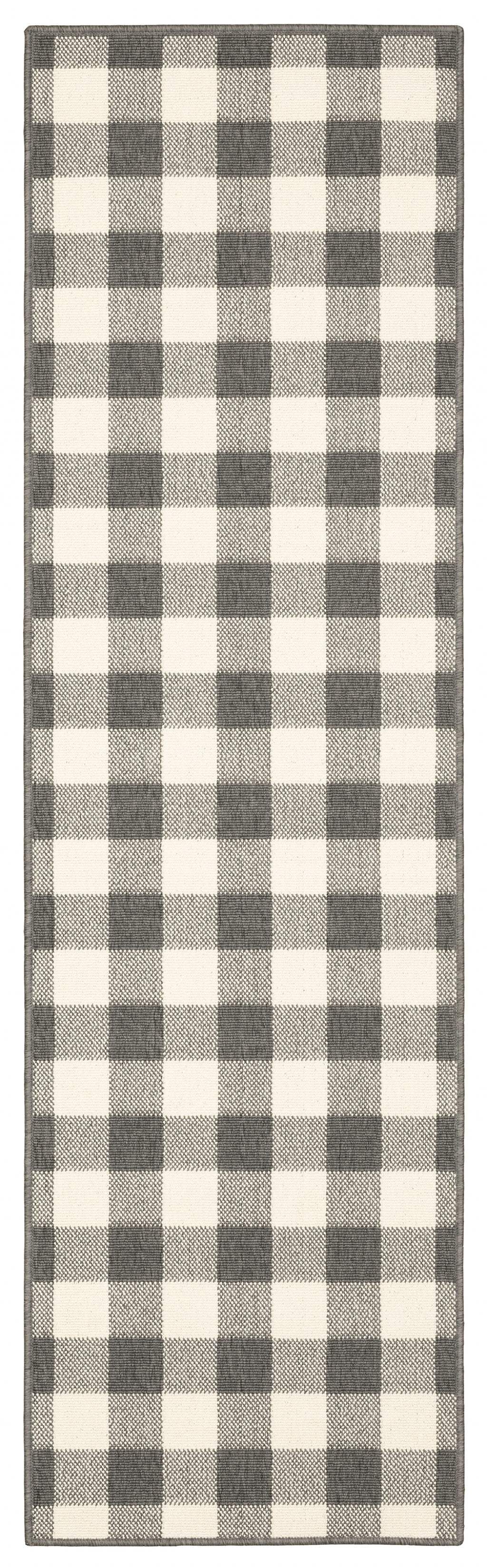 2' X 8' Gray and Ivory Indoor Outdoor Area Rug - Homeroots - Flyclothing LLC