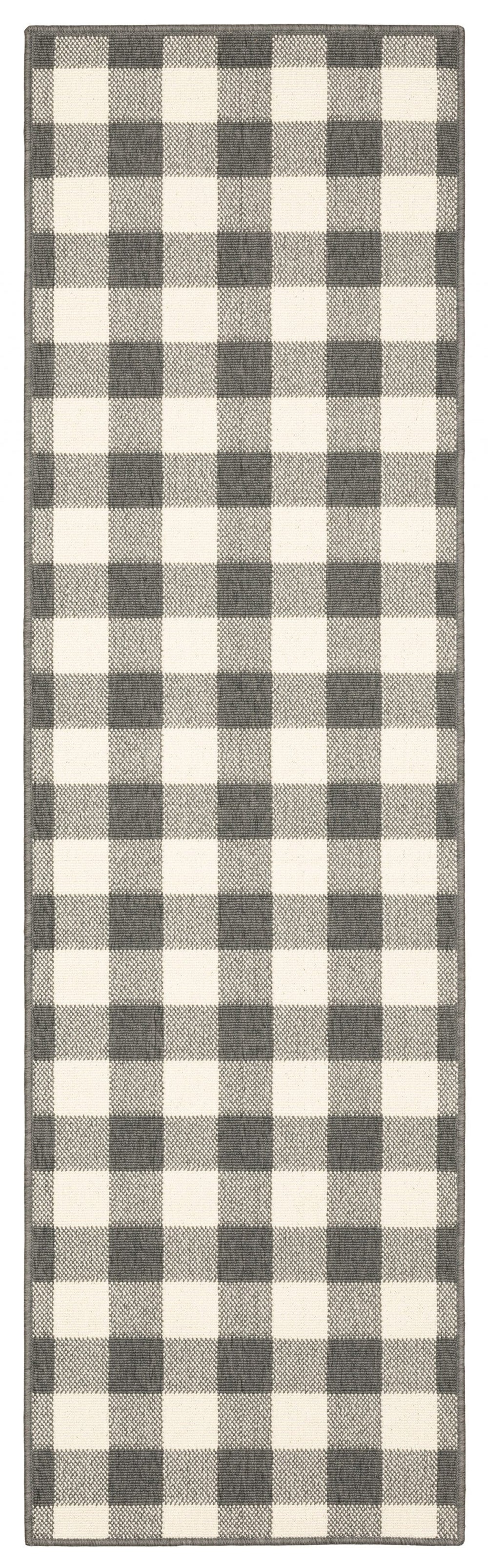2' X 8' Gray and Ivory Indoor Outdoor Area Rug - Homeroots
