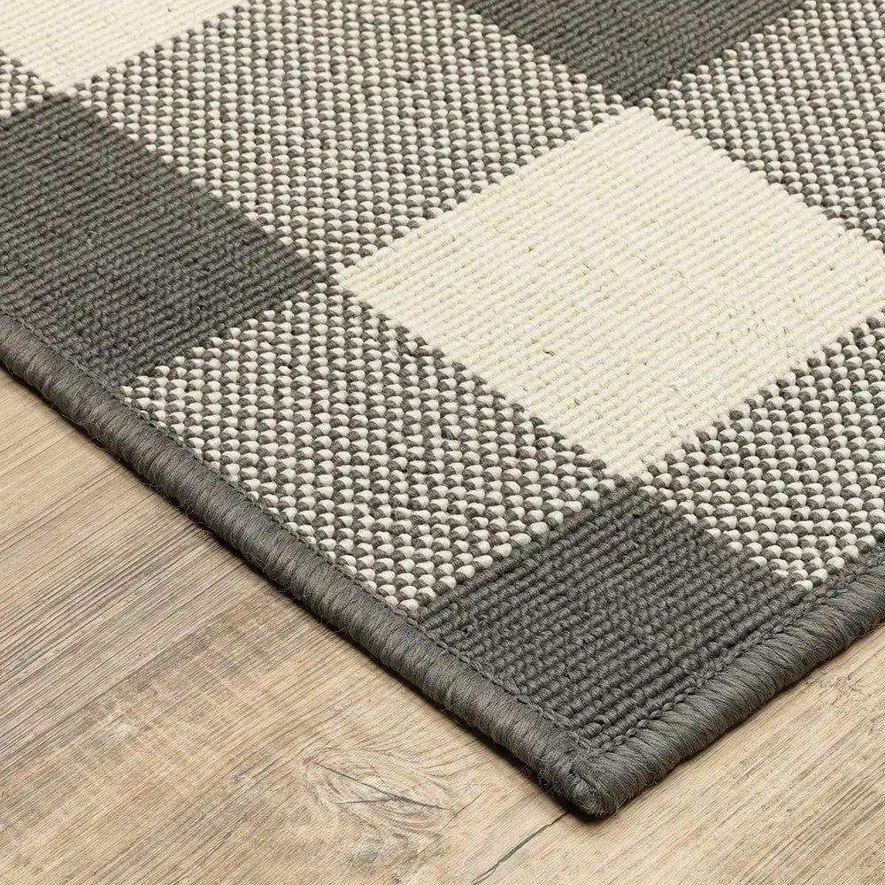 2' X 8' Gray and Ivory Indoor Outdoor Area Rug - Homeroots - Flyclothing LLC