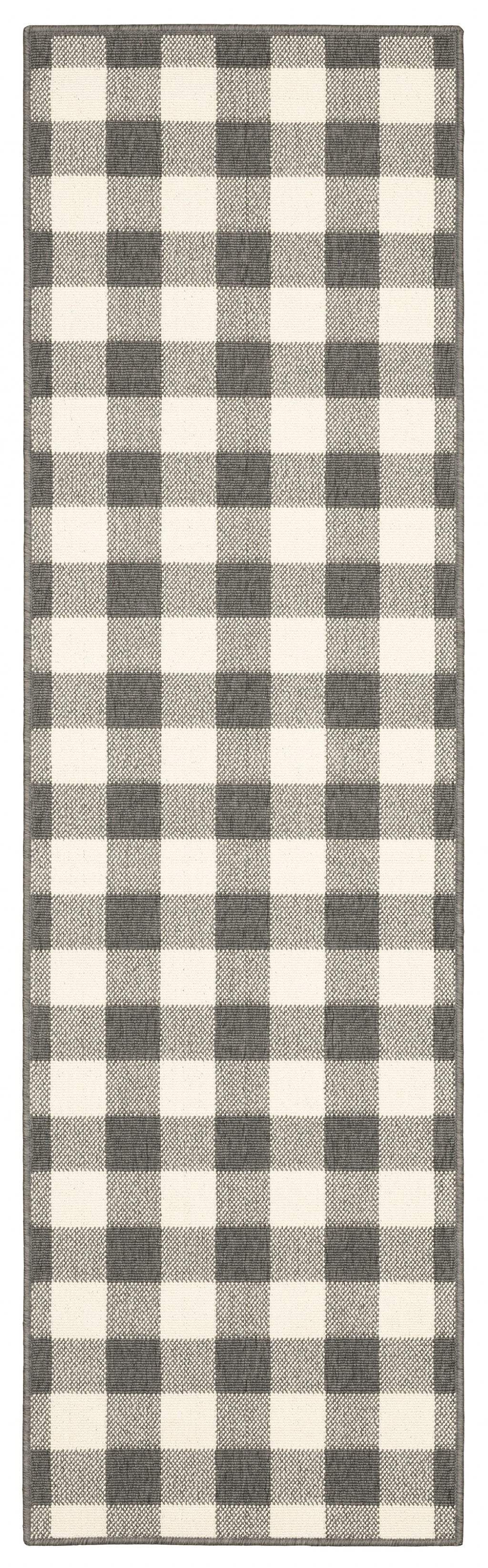 2' X 8' Gray and Ivory Indoor Outdoor Area Rug - Homeroots - Flyclothing LLC