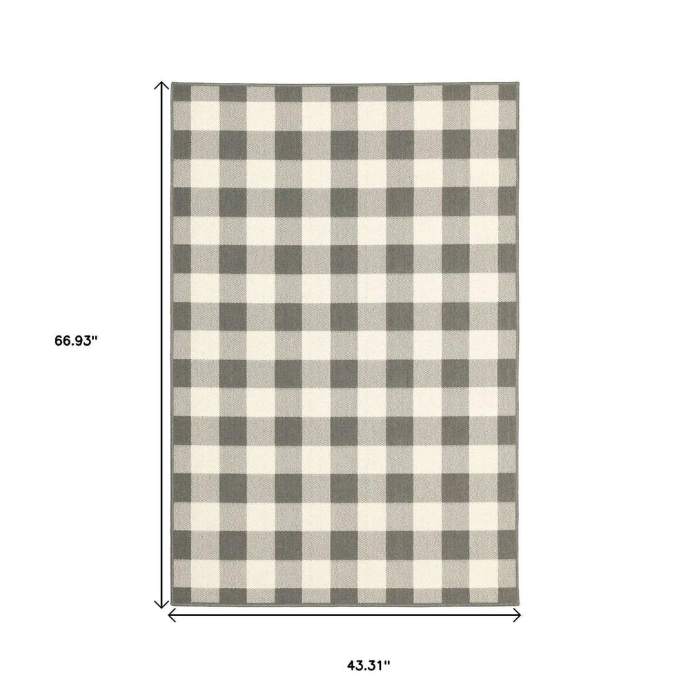 4' X 6' Gray and Ivory Indoor Outdoor Area Rug - Homeroots - Flyclothing LLC