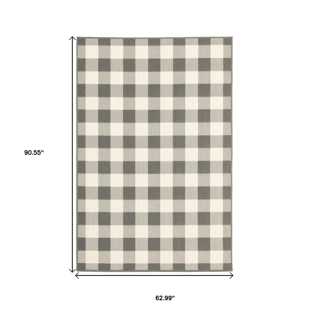 5' X 8' Gray and Ivory Indoor Outdoor Area Rug - Homeroots - Flyclothing LLC