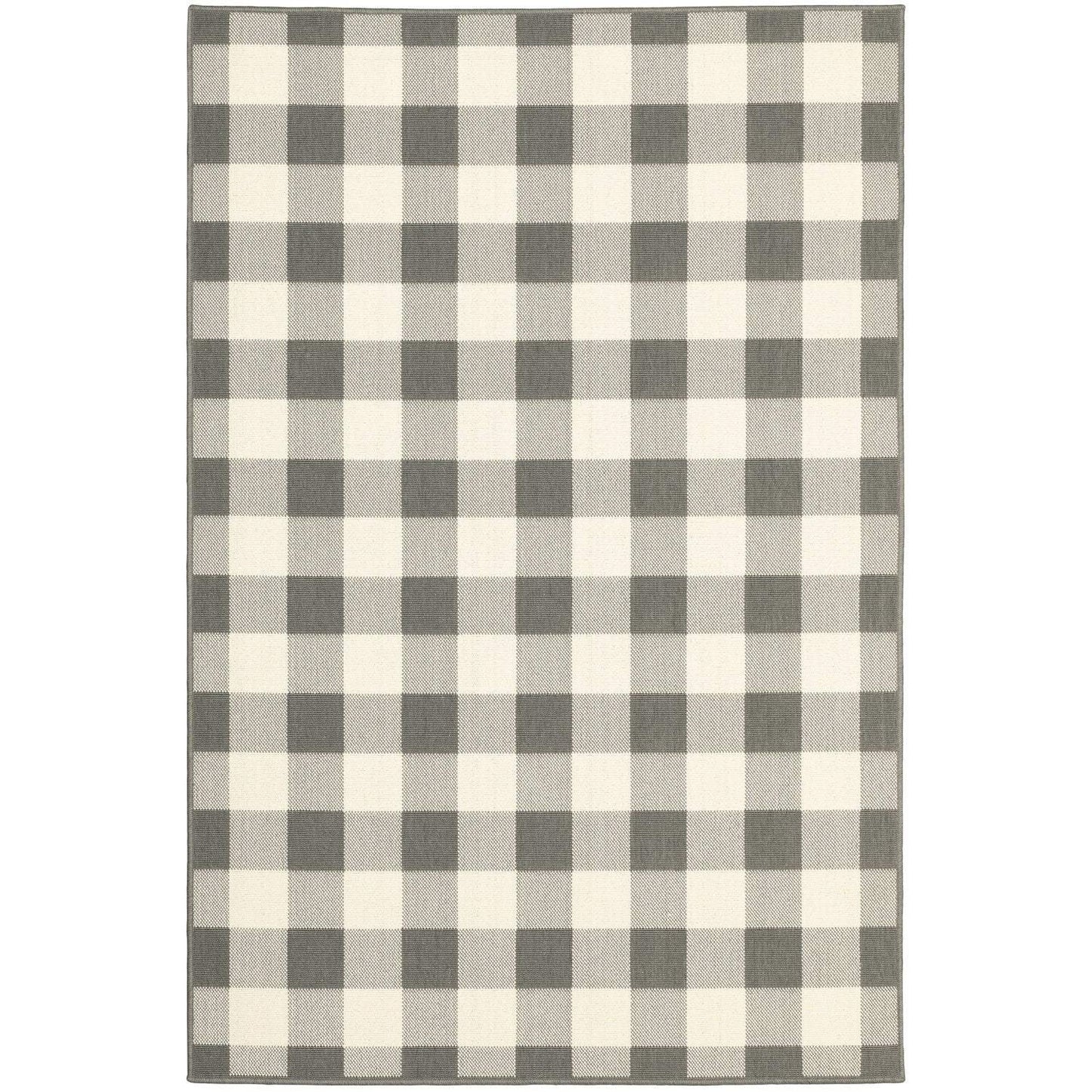 5' X 8' Gray and Ivory Indoor Outdoor Area Rug - Homeroots - Flyclothing LLC