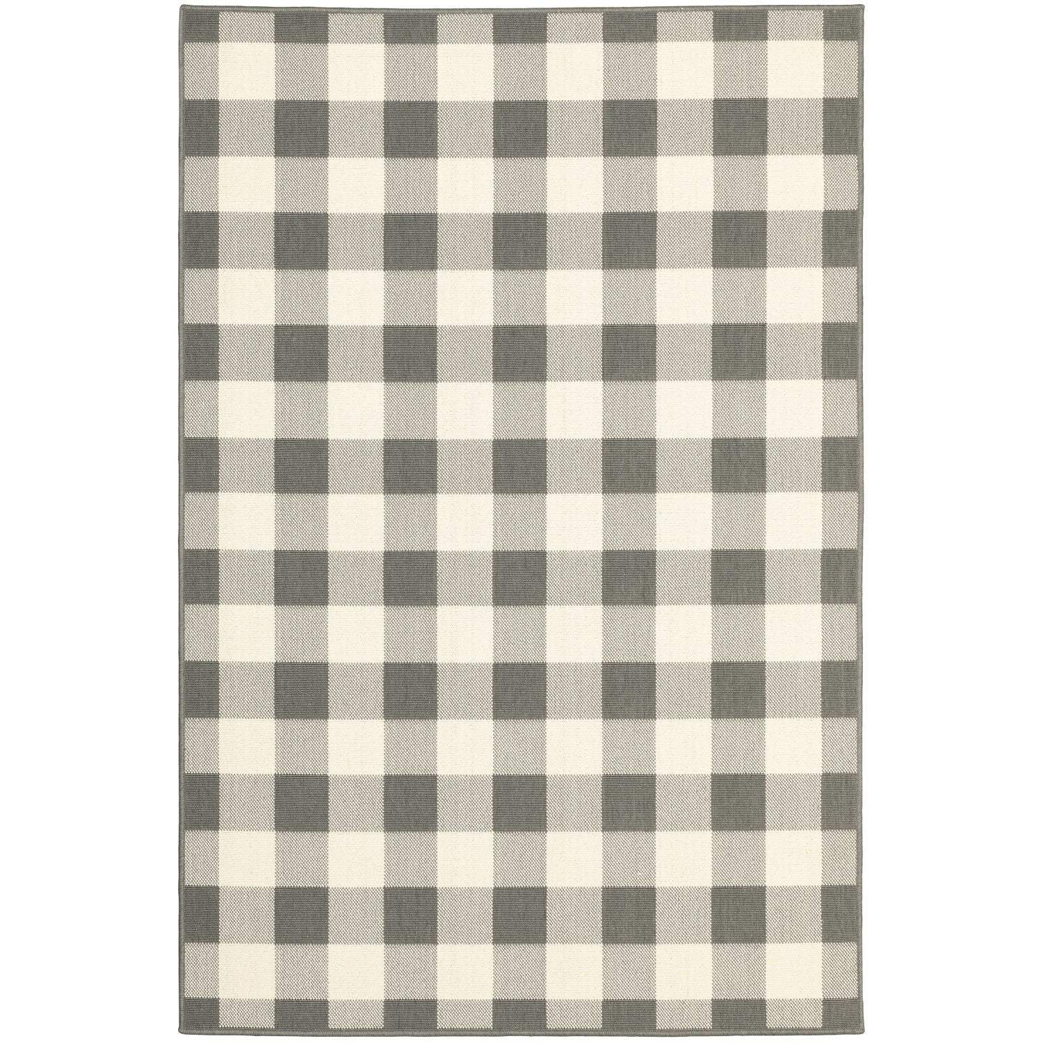 5' X 8' Gray and Ivory Indoor Outdoor Area Rug - Homeroots - Flyclothing LLC