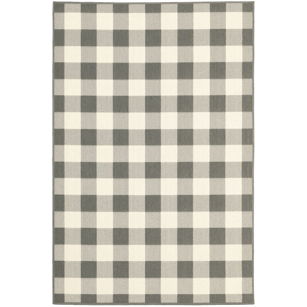 5' X 8' Gray and Ivory Indoor Outdoor Area Rug - Homeroots