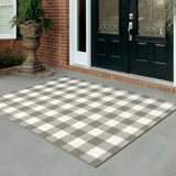 7' X 10' Gray and Ivory Indoor Outdoor Area Rug - Homeroots - Flyclothing LLC