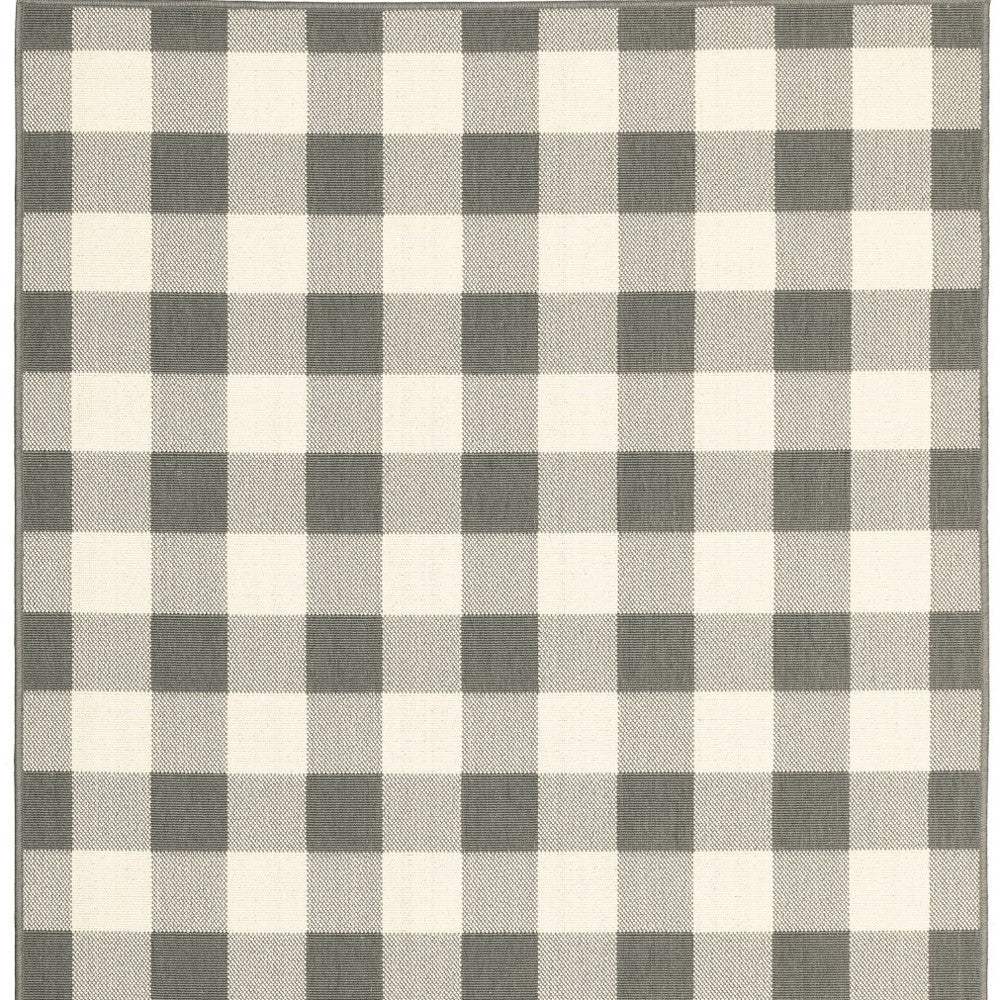 7' X 10' Gray and Ivory Indoor Outdoor Area Rug - Homeroots - Flyclothing LLC