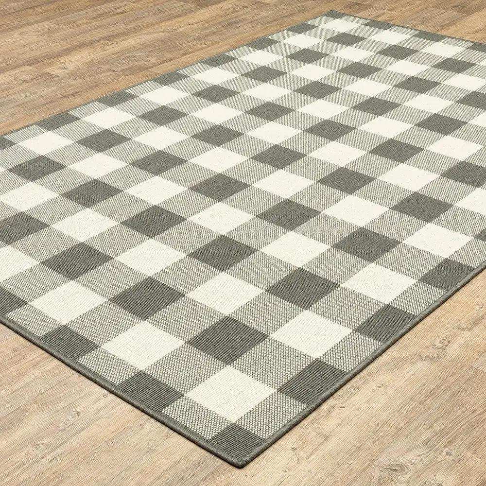 8' X 11' Gray and Ivory Indoor Outdoor Area Rug - Homeroots - Flyclothing LLC