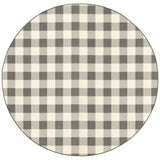 8' Round Gray and Ivory Round Gingham Stain Resistant Indoor Outdoor Area Rug - Homeroots - Flyclothing LLC