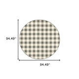 8' Round Gray and Ivory Round Gingham Stain Resistant Indoor Outdoor Area Rug - Homeroots - Flyclothing LLC