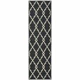 2' X 8' Black and Ivory Indoor Outdoor Area Rug - Homeroots