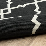 2' X 8' Black and Ivory Indoor Outdoor Area Rug - Homeroots