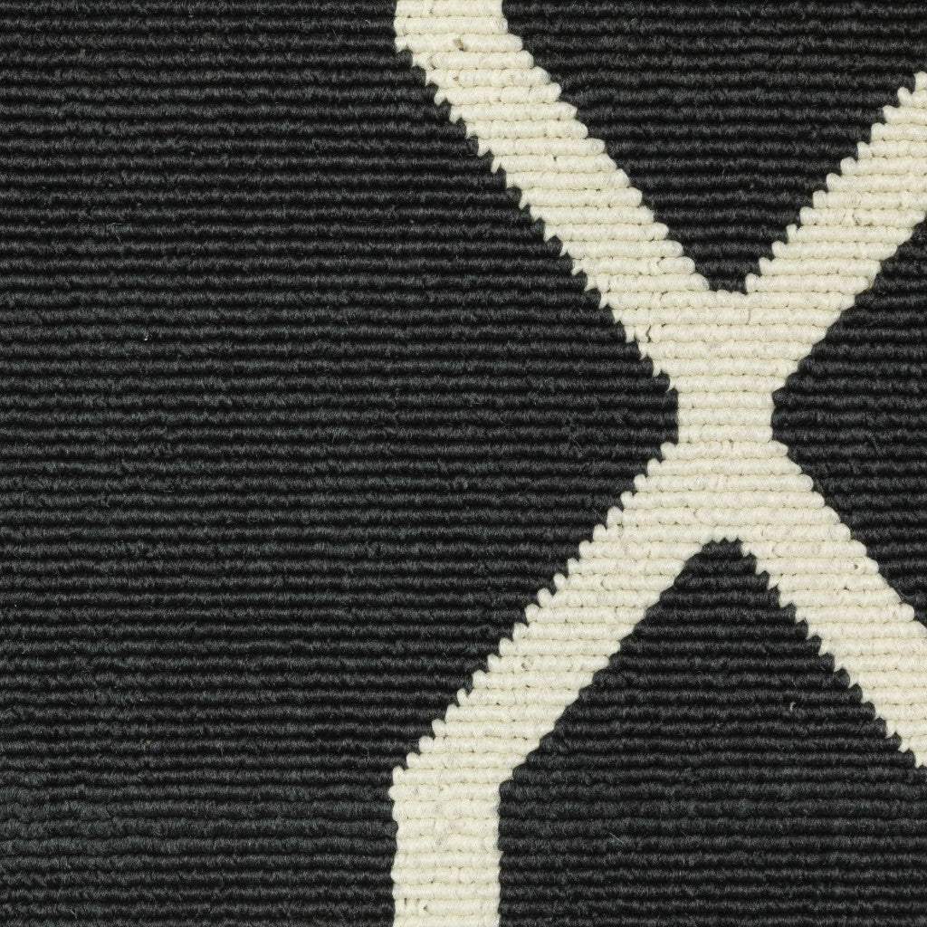 2' X 8' Black and Ivory Indoor Outdoor Area Rug - Homeroots - Flyclothing LLC