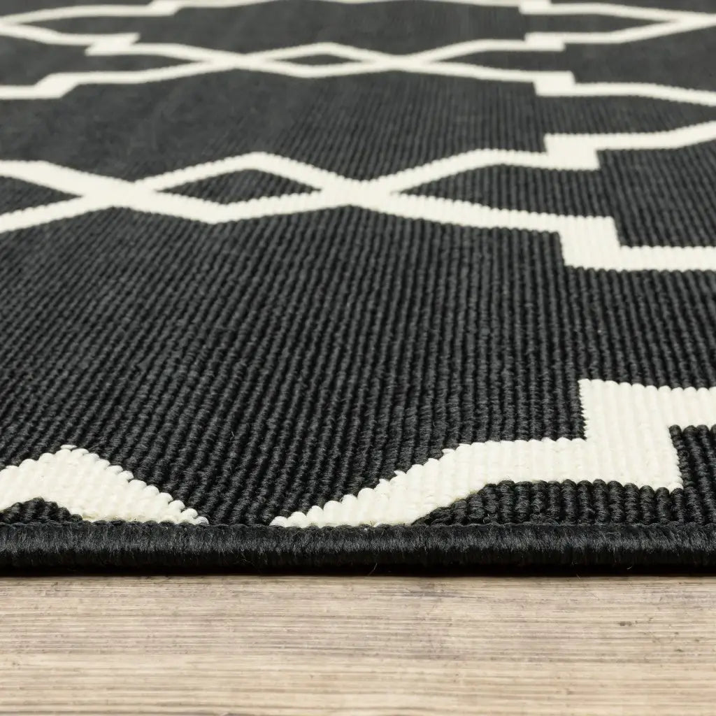 2' X 8' Black and Ivory Indoor Outdoor Area Rug - Homeroots - Flyclothing LLC