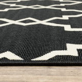 2' X 8' Black and Ivory Indoor Outdoor Area Rug - Homeroots