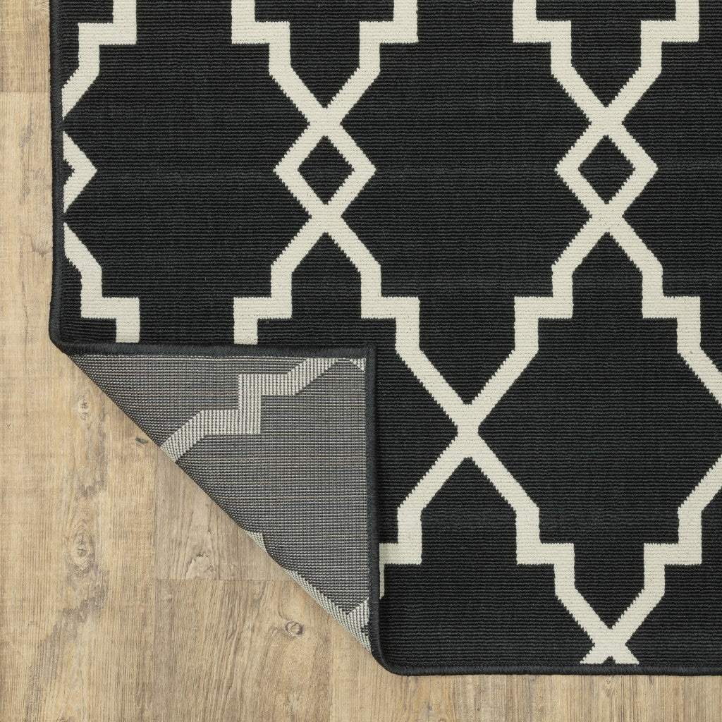 2' X 8' Black and Ivory Indoor Outdoor Area Rug - Homeroots - Flyclothing LLC