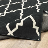 7' X 10' Black and Ivory Indoor Outdoor Area Rug - Homeroots - Flyclothing LLC