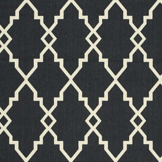 8' X 11' Black and Ivory Indoor Outdoor Area Rug - Homeroots - Flyclothing LLC