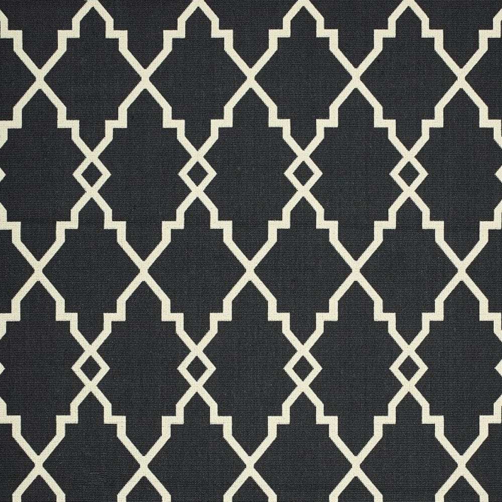 8' X 11' Black and Ivory Indoor Outdoor Area Rug - Homeroots - Flyclothing LLC