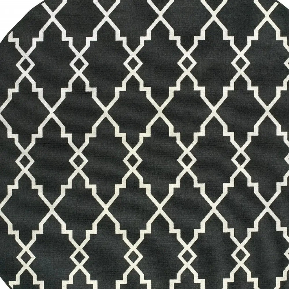 8' X 8' Black and Ivory Indoor Outdoor Area Rug - Homeroots - Flyclothing LLC