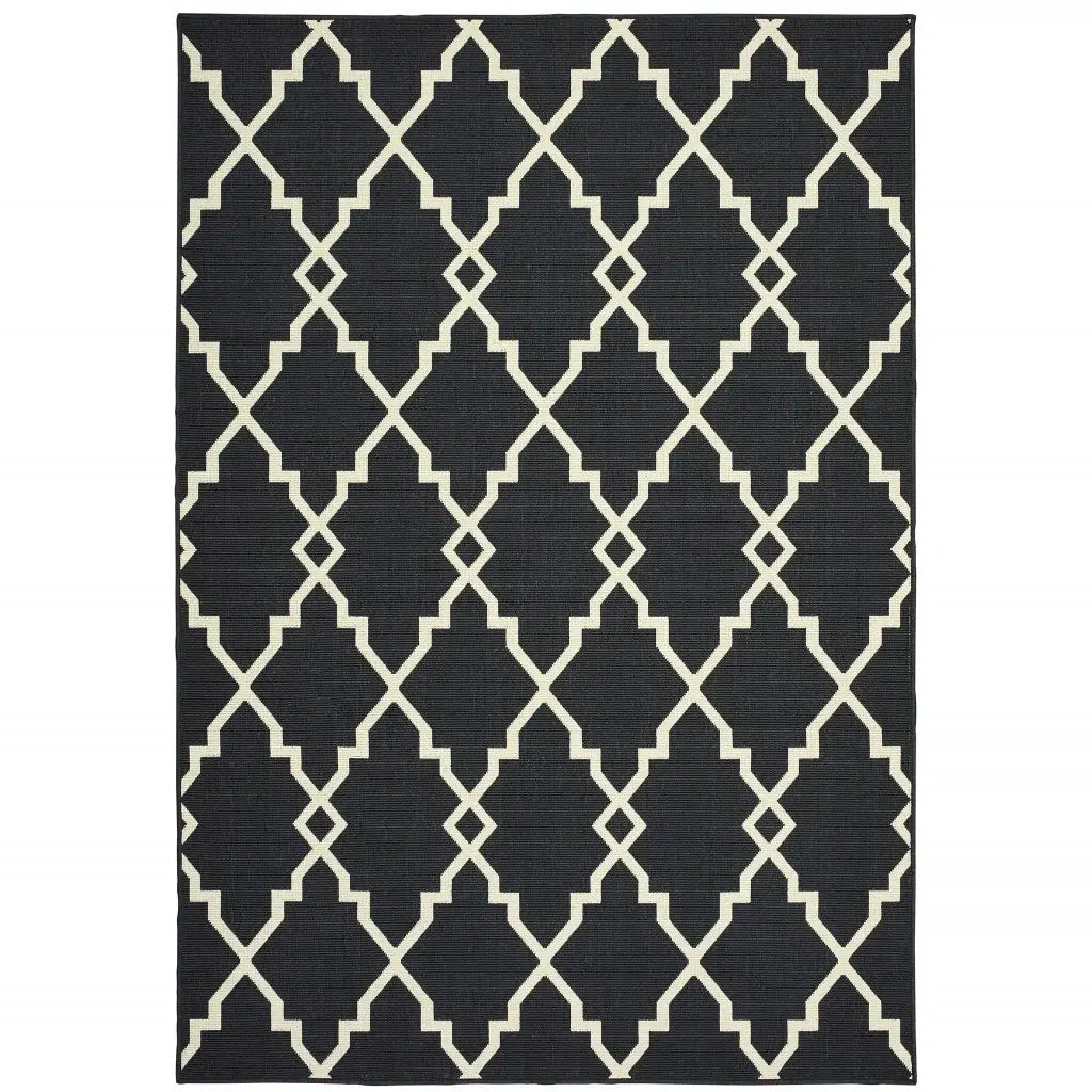 Black and Ivory Indoor Outdoor Area Rug - Homeroots - Flyclothing LLC