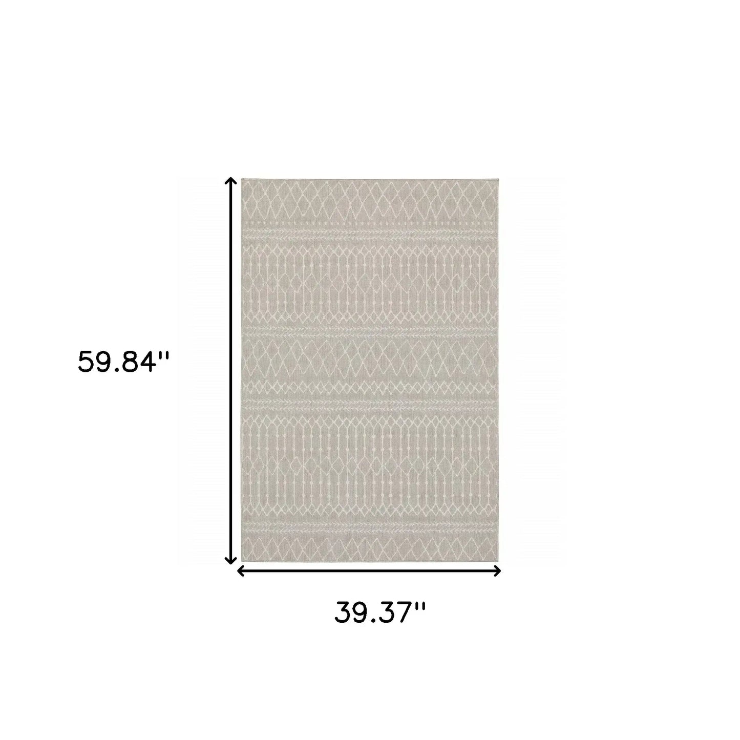 3' X 5' Gray and Ivory Indoor Outdoor Area Rug - Homeroots - Flyclothing LLC
