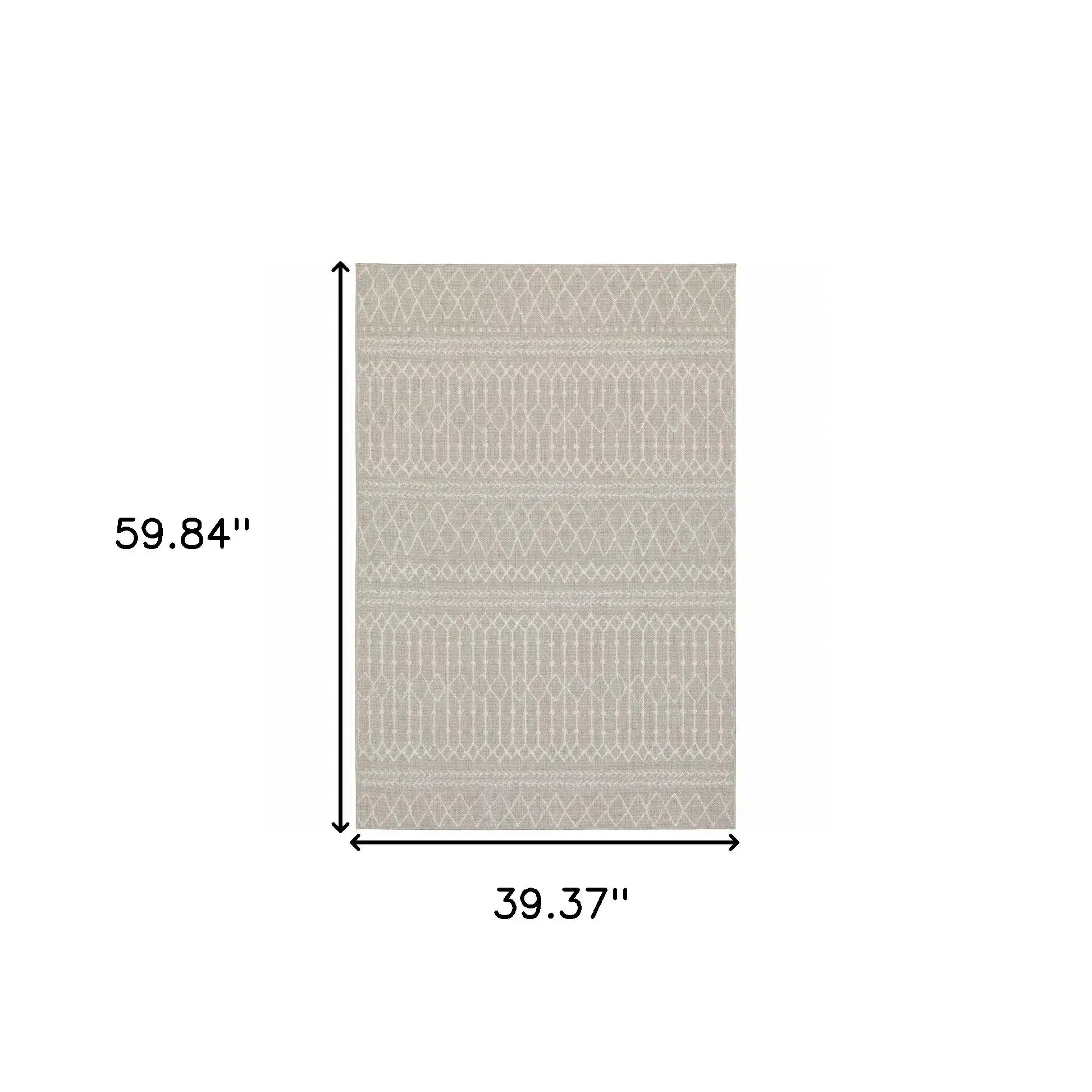 3' X 5' Gray and Ivory Indoor Outdoor Area Rug - Homeroots - Flyclothing LLC