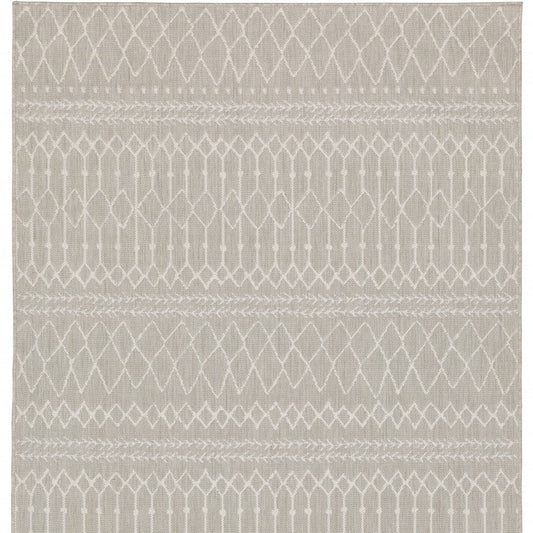 5' X 7' Gray and Ivory Indoor Outdoor Area Rug - Homeroots