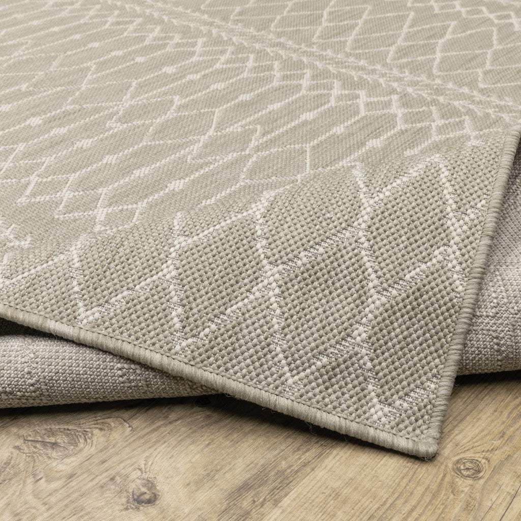 10' X 13' Gray and Ivory Indoor Outdoor Area Rug - Homeroots - Flyclothing LLC